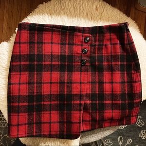 Sézane Peter Skirt in Red/Black Plaid